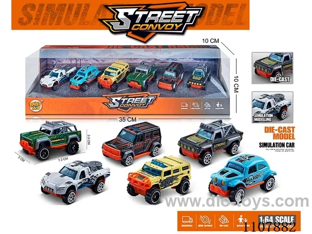 1:64 sliding alloy car 6PCS