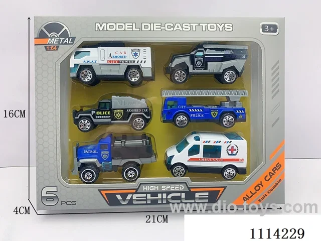 1:64 sliding alloy car 6PCS