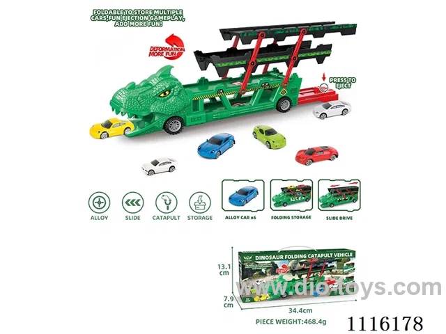 Dinosaur container truck +6 alloy scooters