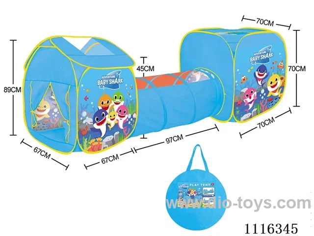 3-in-1 Shark Baby Playhouse compound Tunnel crawler tent