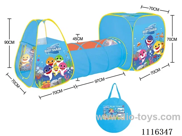 3-in-1 Shark Baby tent Compound Tunnel Tube play House