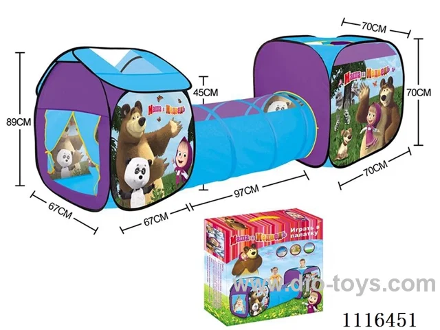 Three-in-one Martha and bear play house combined tunnel crawler tent