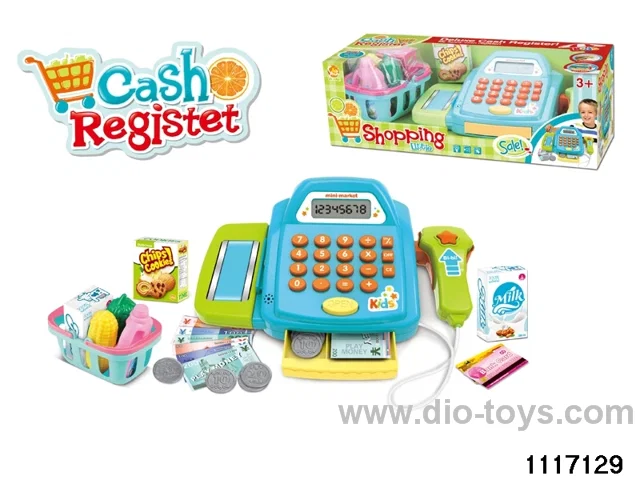 shopping basket+cash register with sound，light，calculation function