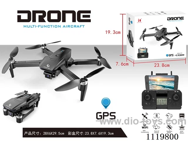 Folding camera drone with GPS included battery