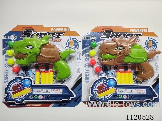 Two-color mixed EVA Ping Pong Dinosaur gun