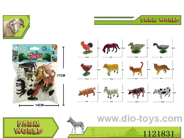 2 inch 12PCS with farm animals (solid)
