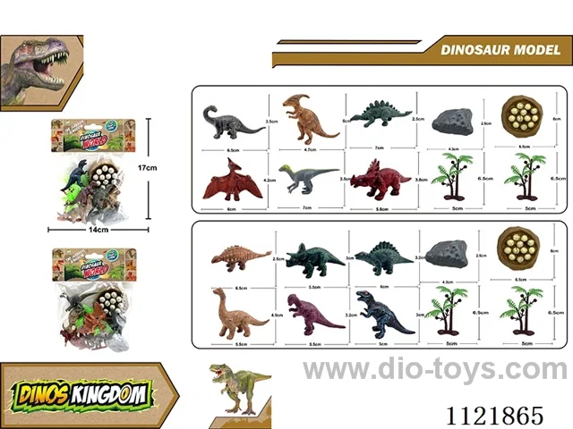 3 inch dinosaur 6PCS + egg nest + small stone + small coconut AB mixed 10PCS