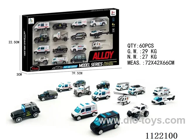 1:64 alloy car + aircraft 15PCS (white and black)