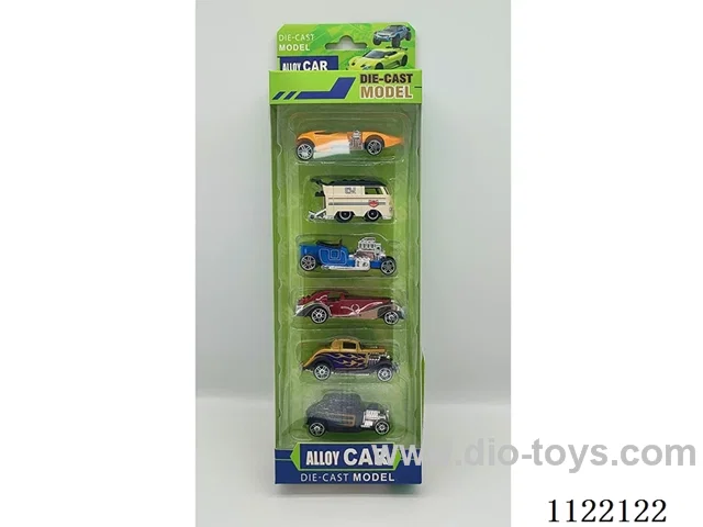 Six 1:64 sliding alloy cars