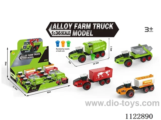 Alloy inertia farmer truck 8PCS (4 models)/box