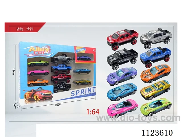 1:64 sliding alloy car 10PCS