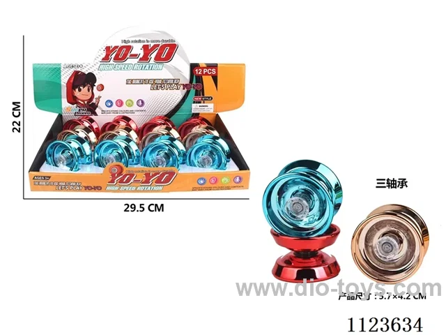 Three bearing alloy electroplated yo-yo ball (gold, blue, red 3 mixed)12PCS