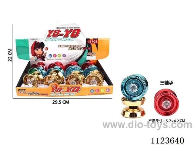 Three bearing plastic electroplated yo-yo ball (gold, blue, red 3 mixed)12PCS