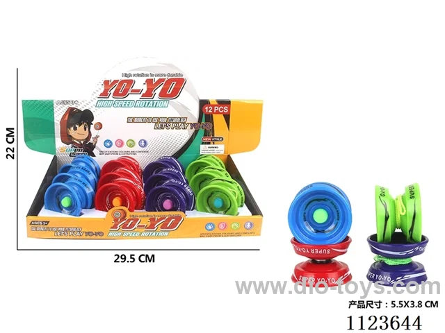 Plastic solid yo-yo (green, blue, red. Purple 4 mixed)12PCS