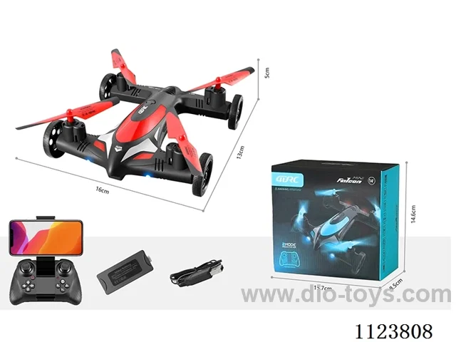 Land and air remote control quadcopter (aerial version)