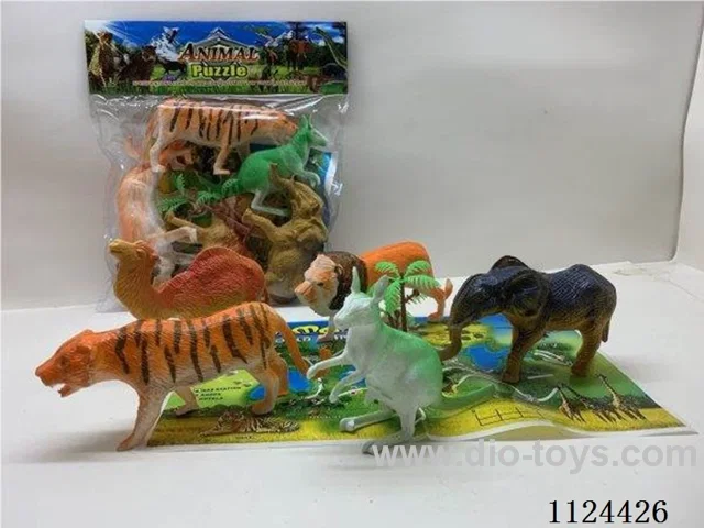 Animal set (five hollow wild animals with tree, animal map)