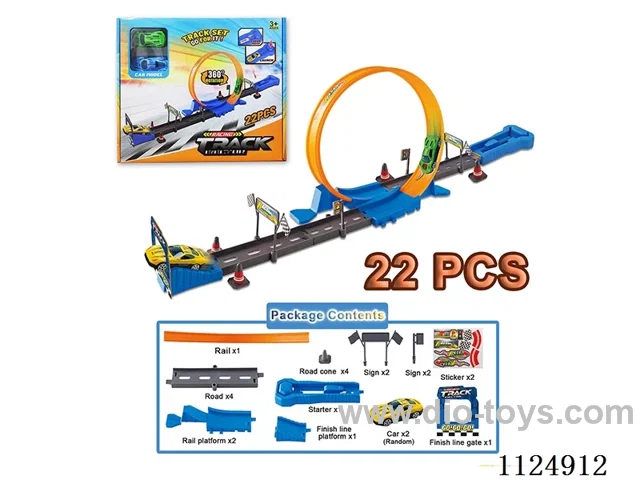 22pcs stunt ejection car (with 2 alloy car with random color)