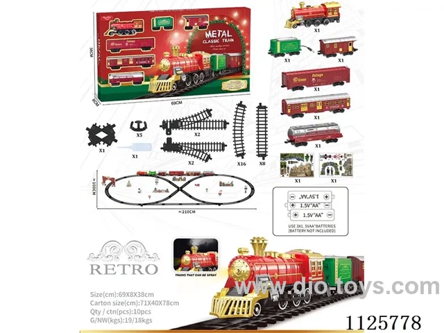 Alloy vintage train model with light/music/spray