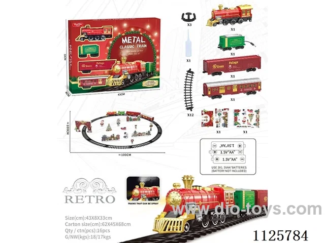 Alloy vintage train model with light/music/spray