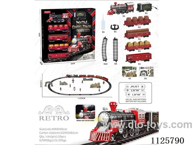 Alloy vintage train model with light/music/spray