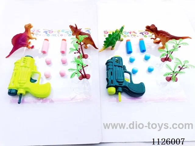 Softball guns with dinosaurs