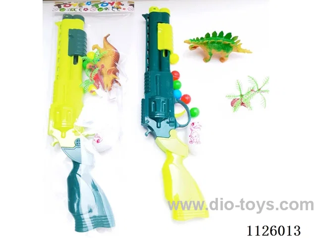 Softball guns with dinosaurs