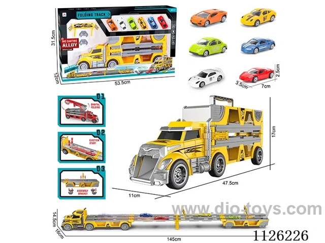 Folding track ejection container 6 alloy simulation car +2 road signs