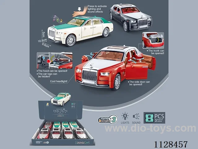 Flashing inertia car model limousine (8pcs) package electricity