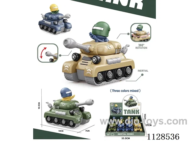 Cartoon tank (two-way inertia forward, three-colour mix) (8PCS)