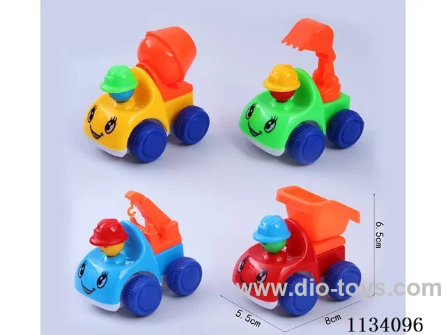 4 Colours Cartoon Engineering Vehicle-PULL BACK