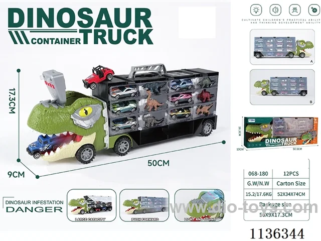 Dinosaur Storage Vehicle (Dinosaur Truck with Lights Music and Glide)