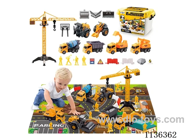 Alloy Engineering Vehicle Set (with Inertia Vehicle and Scooter)