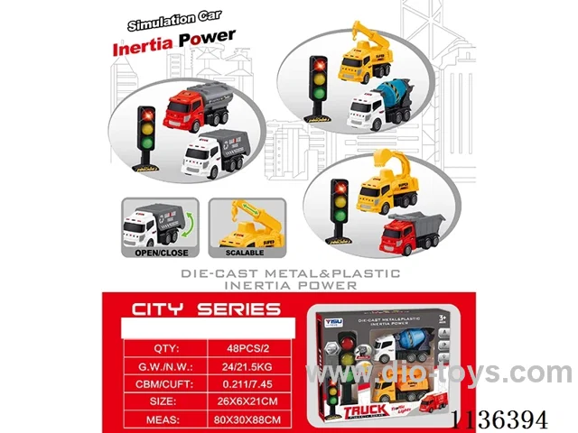 Two inertia engineering alloy car with traffic light (traffic light with light music) three mixed packs