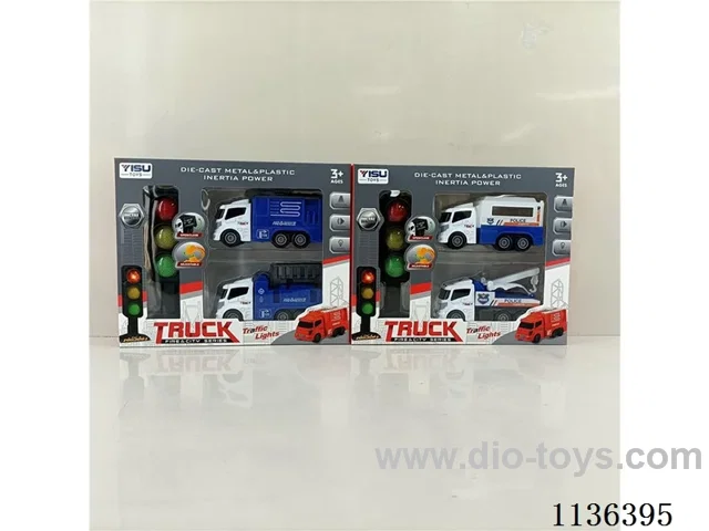 2 inertia fire alloy car with traffic lights (traffic lights with lights and music) two mixed packs