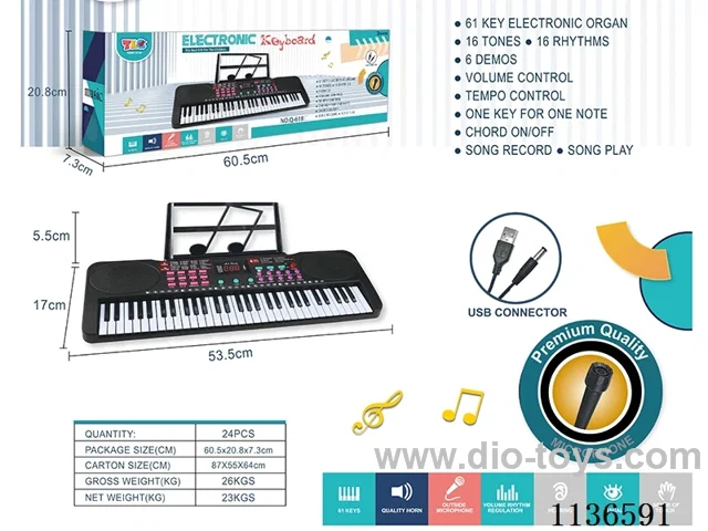 61 Keys Multifunctional Electronic Piano with USB Cable Microphone Sheet Music Stand