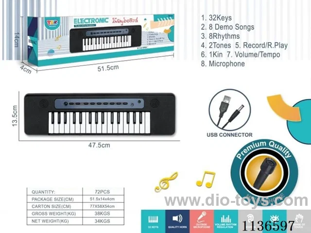 32-Key Multi-Function Microphone with USB Cable (Black)