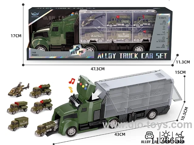 Military long head cargo car+long head military gun car series alloy cars