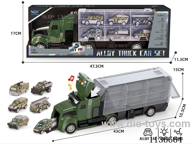 Military long head cargo car+Military Vehicle Series alloy cars