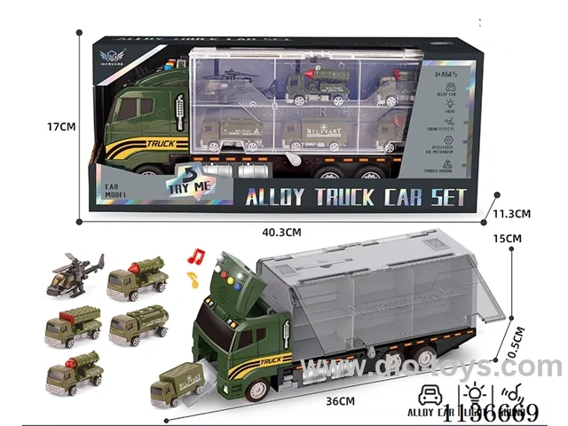 Military short head cargo car + short head military gun car series alloy car