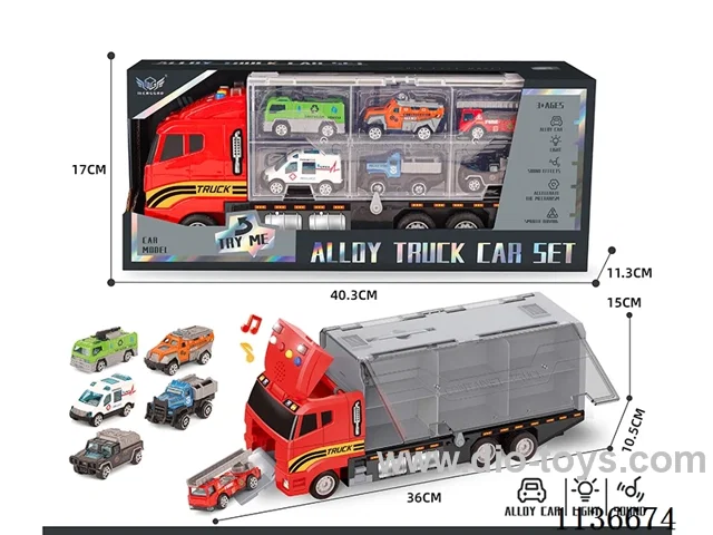 Fire Fighting Short Headed Vehicle+Six Colours Fire Engine Series Alloy Cars