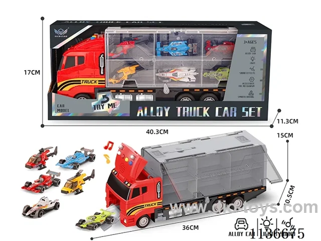 Fire Fighting Short Head Cargo Car+Formula Racing Helicopter Series Alloy Vehicles