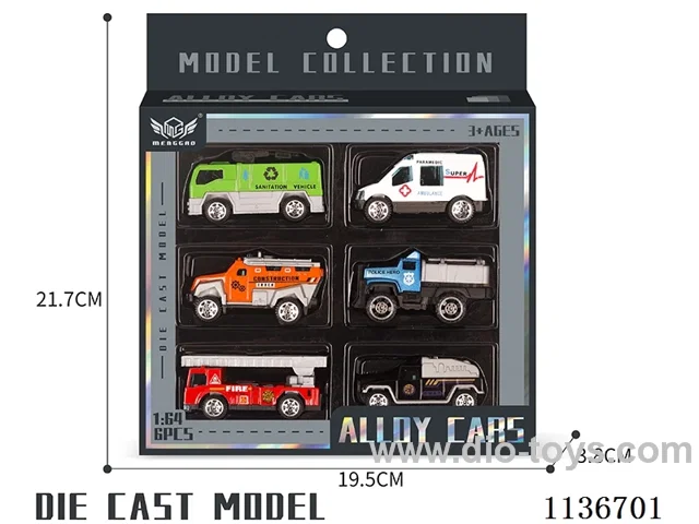 No. 9 1 each of 6 coloured fire engines