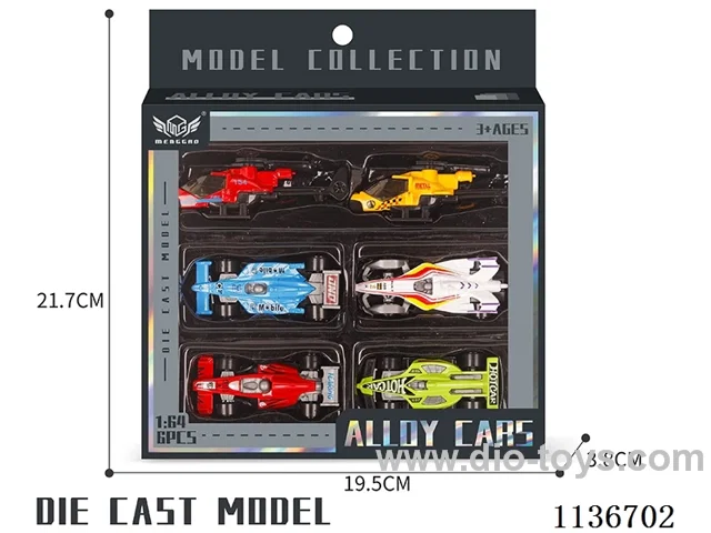 No.10 4 Formula Race Cars + 1 Red Helicopter + 1 Yellow Helicopter