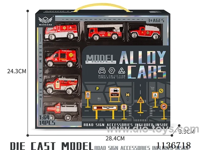 No.12 Red fire engine (old) + road sign