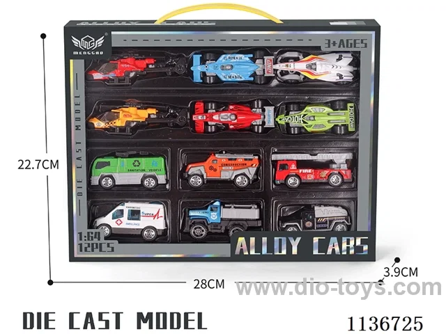 No. 9 1 each of 6 coloured fire engines + No. 10 4 formula cars + 1 red helicopter + 1 yellow helicopter