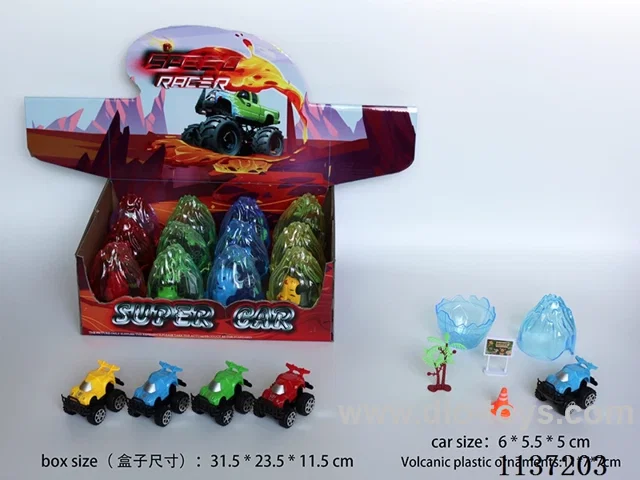 Racing car scene toys (pull back) volcano shells 12pcs