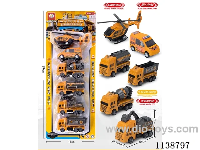 pull back small engineering trolley 6pcs