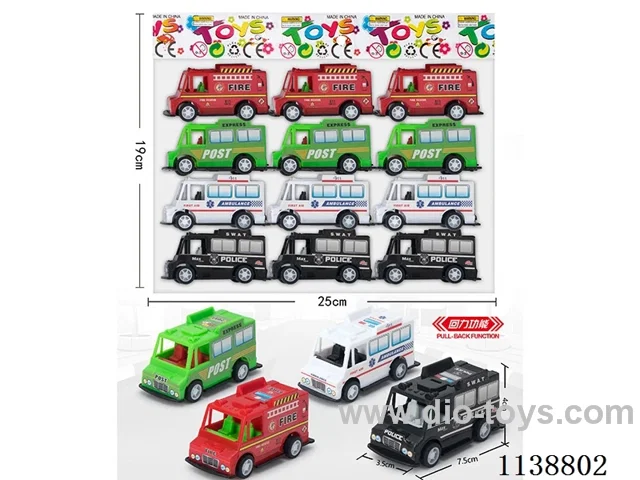 4-colour pull back fast food truck 12pcs