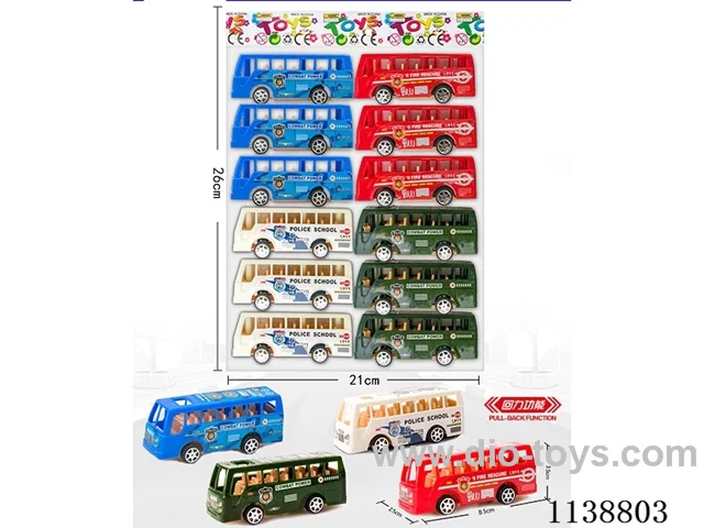 4 x 4 colour pull back uniformed buses 12pcs