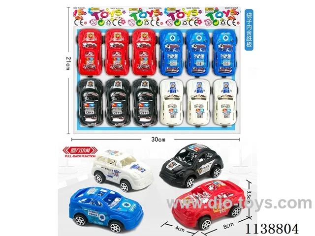 4 pull back uniformed vehicles 12pcs in 4 colours